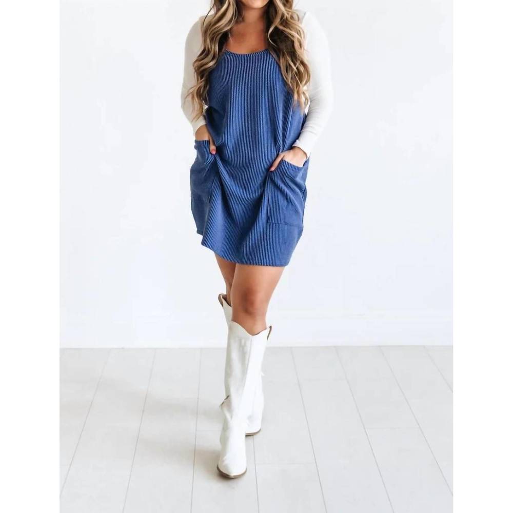 NEW MOON RYDER ribbed tank dress in royal